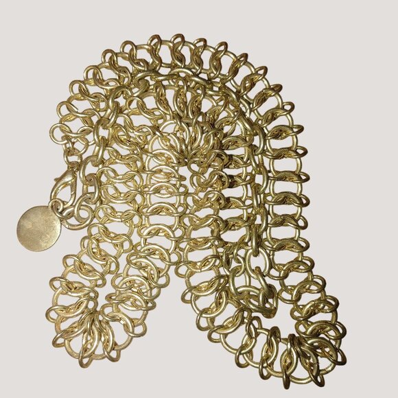 Unique Metal Chain Link Belt Vintage Gold Tone Round Adjustable Dress Purse - Picture 7 of 7